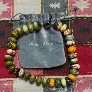 Dian Malouf Green and Yellow Turquoise Beaded Necklace